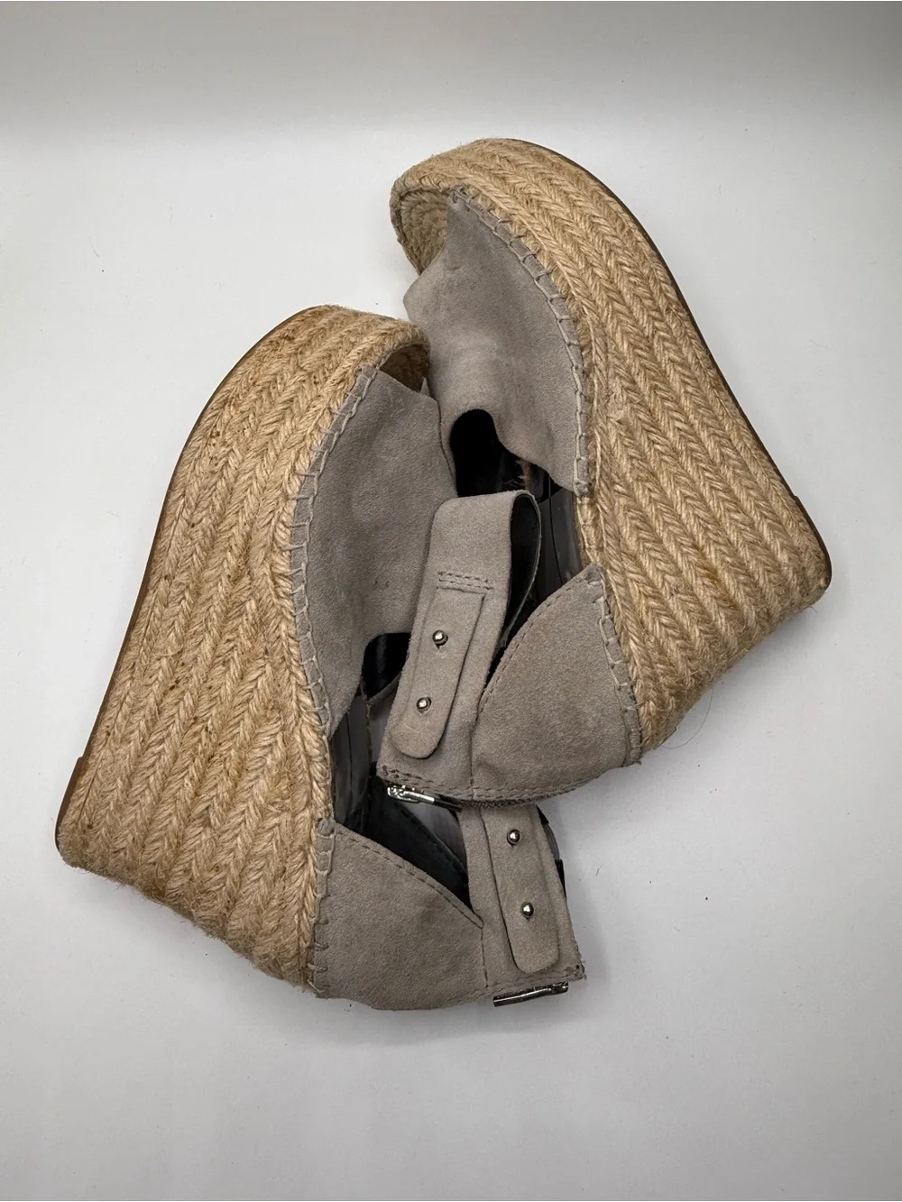 Dolce Vita Taupe Suede Espadrille Wedge Sandals